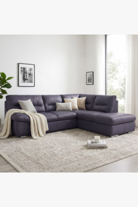Ecksofa aus echtem Leder Navy, Modell William, 3-Sitzer